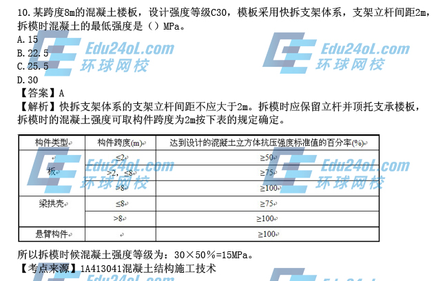 2015年一级建造师考试建筑工程真题解析10